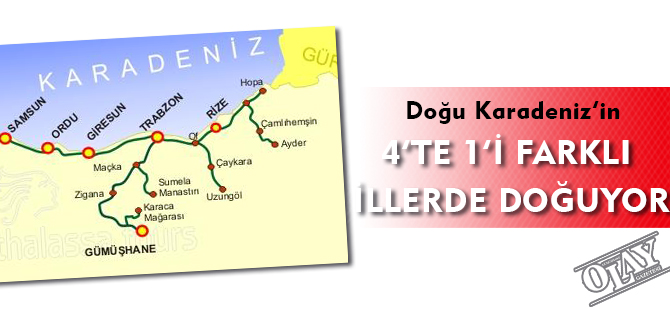 DOĞU KARADENİZ’İN 4’TE 1’İ FARKLI İLLERDE DOĞUYOR