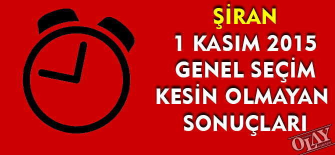 ŞİRAN 1 KASIM 2015 GENEL SEÇİM KESİN OLMAYAN   SONUÇLARI