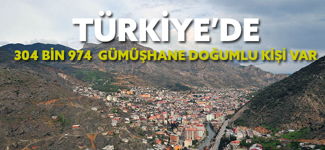 TÜRKİYE’DE 304 BİN 974 GÜMÜŞHANE DOĞUMLU KİŞİ VAR