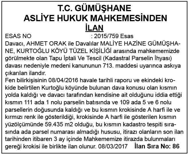 RESMİ İLAN 11.03.2017