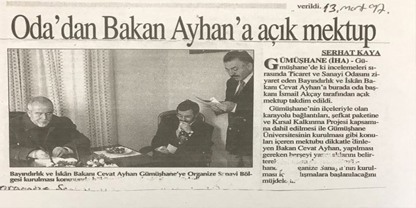 ESKİ BAKAN CEVAT AYHAN’I RAHMETLE ANIYORUZ