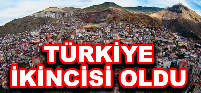 GÜMÜŞHANE TÜRKİYE İKİNCİSİ OLDU