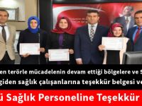 Gönüllü Sağlık Personeline Teşekkür Belgesi