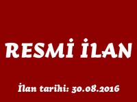 RESMİ İLAN 30.08.2016