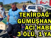 TEKİRDAĞ'DAN GÜMÜŞHANE’YE ACI HABER: 3 ÖLÜ, 1 YARALI