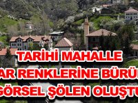 TARİHİ MAHALLE BAHAR RENKLERİNE BÜRÜNDÜ, GÖRSEL ŞÖLEN OLUŞTU