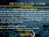 GÜMÜŞHANE VALİLİĞİNDEN ÇIĞ TEHLİKESİNE KARŞI UYARI!