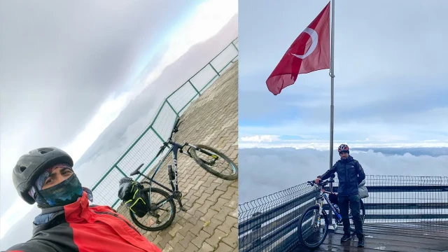 Dünyanın en yüksekteki mescidine bisikletle çıktılar