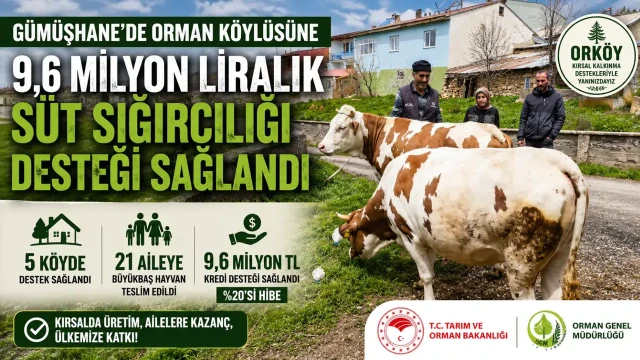 Gümüşhane'de Orman Köylüsüne 9,6 Milyon Liralık Süt Sığırcılığı Desteği Sağlandı