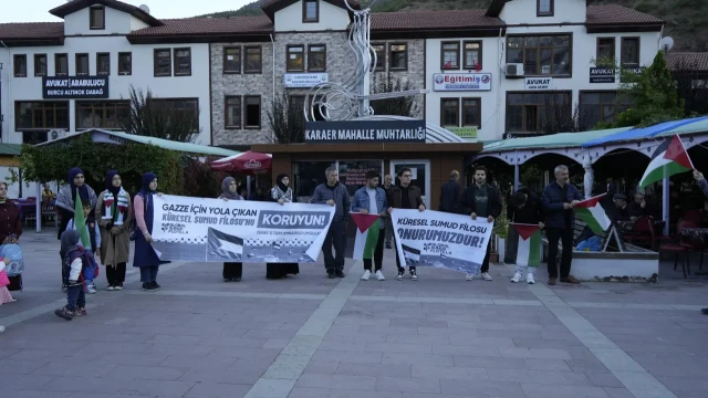 Gümüşhane’de Sumud Filosu’na destek basın açıklaması