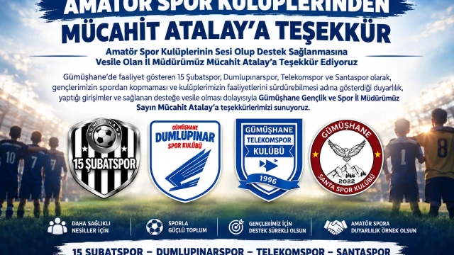 Gümüşhane’de Amatör Spor Kulüplerinden Mücahit Atalay’a Teşekkür