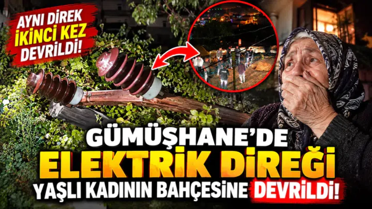 Gümüşhane'de aynı elektrik direği yaşlı kadının bahçesine ikinci kez devrildi!