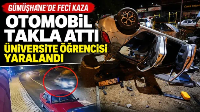 Gümüşhane'de kontrolden çıkan araç kaldırımdaki öğrenciye çarptı: 4 yaralı